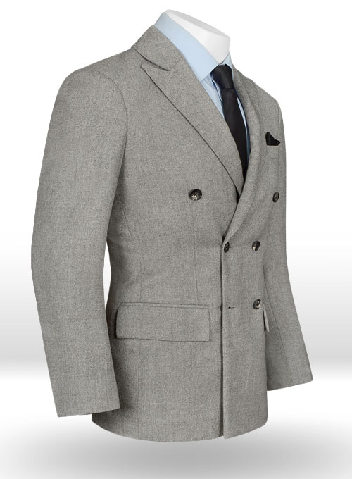 Reda Haze Gray Pure Wool Double Breasted Jacket