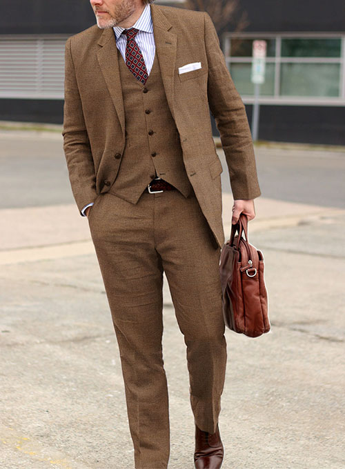 Safari Tan Cotton Linen Suit