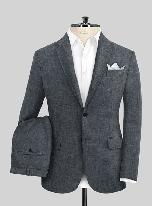 Slate Gray Pure Linen Suit