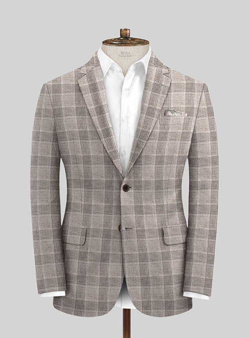 Solbiati Brown Checks Linen Suit