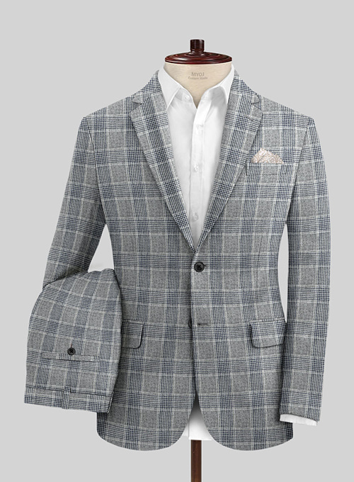 Solbiati Gray Checks Linen Suit