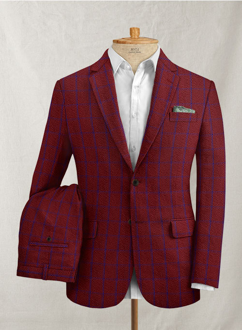 Solbiati Wine Checks Seersucker Suit