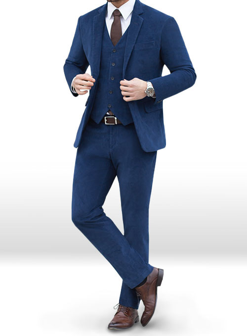 Stretch Cobalt Blue Corduroy Suit