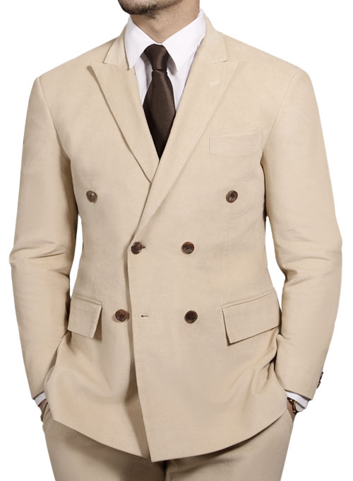 Stretch Light Beige Corduroy Suit