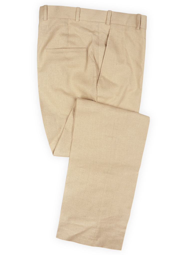 Tropical Beige Linen Pants - 32R