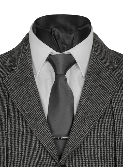 Vintage Gray Macro Weave Tweed Scottish Style Jacket - Click Image to Close