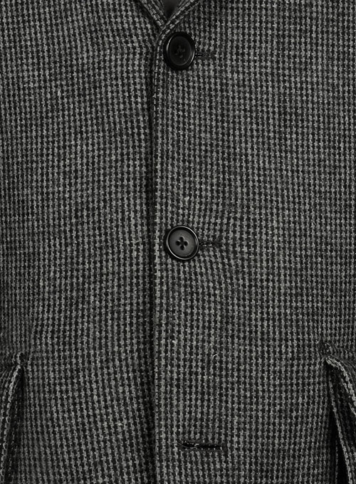 Vintage Gray Macro Weave Tweed Scottish Style Jacket - Click Image to Close