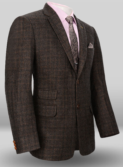 Vintage Jones Dark Brown Checks Tweed Suit