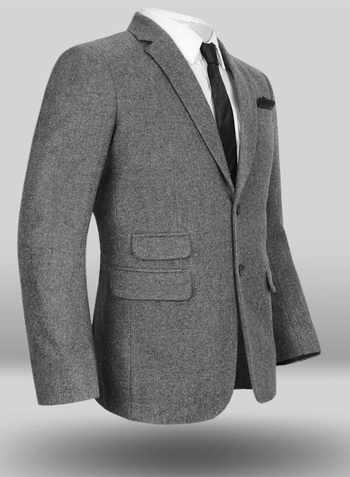 Vintage Plain Gray Tweed Suit - Click Image to Close