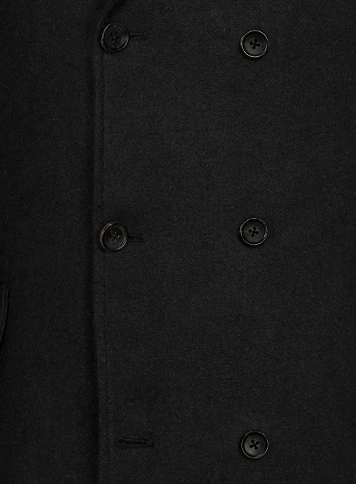 Vintage Plain Black Tweed GQ Trench Coat