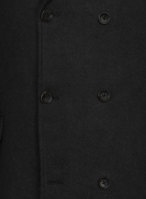 Vintage Plain Black Tweed GQ Trench Coat - Click Image to Close