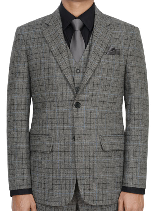 Vintage Sports Checks Gray Tweed Suit