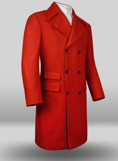 Vintage Plain Red Tweed GQ Trench Coat