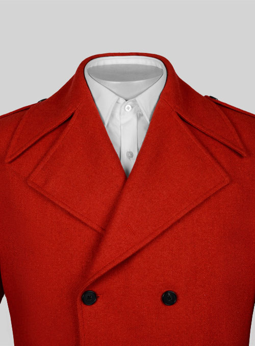 Vintage Plain Red Tweed GQ Trench Coat