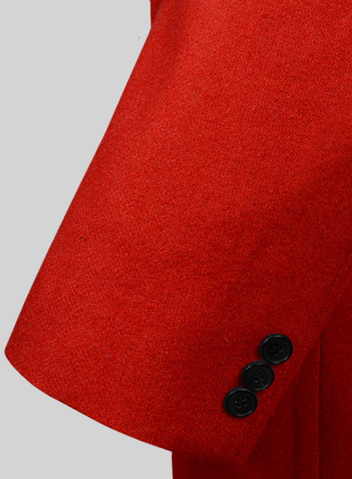 Vintage Plain Red Tweed GQ Trench Coat