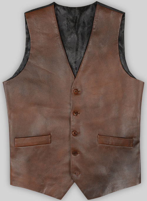 Vintage Dark Brown Herringbone Tweed Suit - Leather Trims