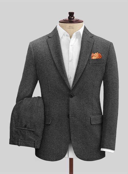 Vintage Dark Gray Weave Tweed Suit