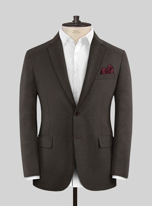 Worsted Dark Brown Wool Suit