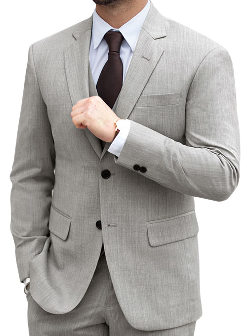 Worsted Light Gray Wool Suit - Click Image to Close