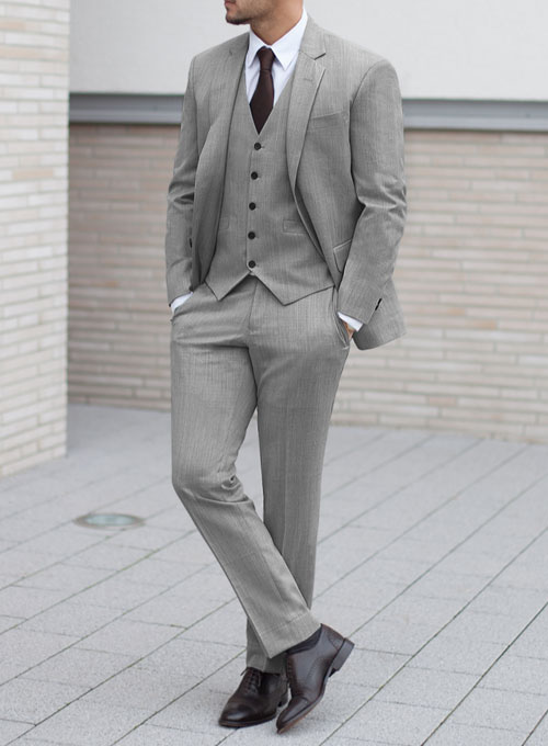 Worsted Light Gray Wool Suit - Click Image to Close