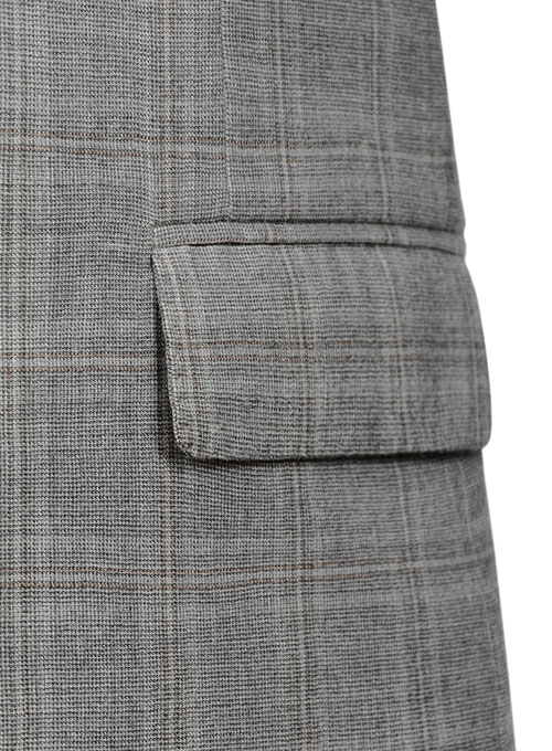 Zegna Light Gray Checks Pure Wool Jacket