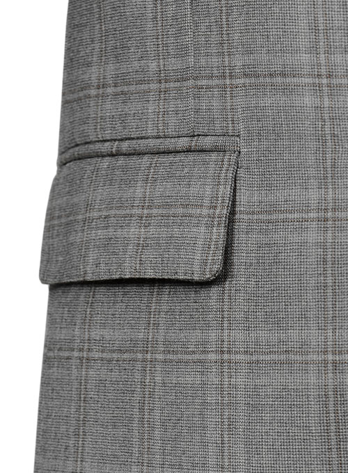 Zegna Light Gray Checks Pure Wool Jacket