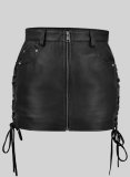 (image for) Side Lace-Up Leather Skirt - # 431