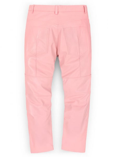 (image for) Light Pink Leather Biker Jeans - Style #1