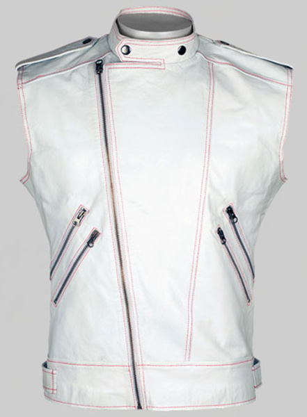 (image for) White Leather Biker Vest # 313