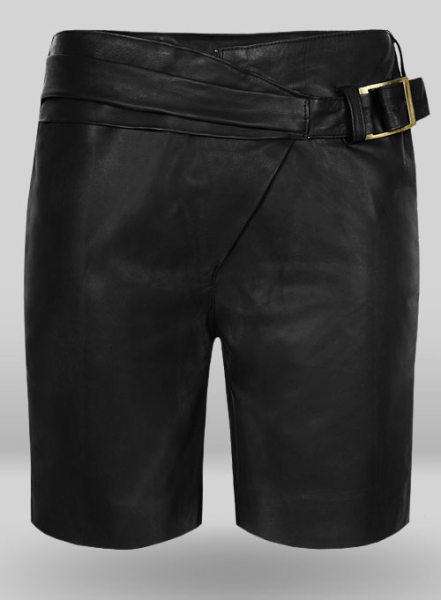 (image for) Soft Rich Black Leather Cargo Shorts Style # 377