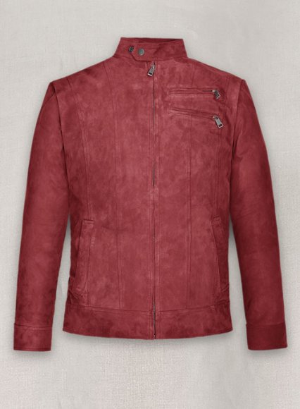 French Red Suede Leather Jacket # 700