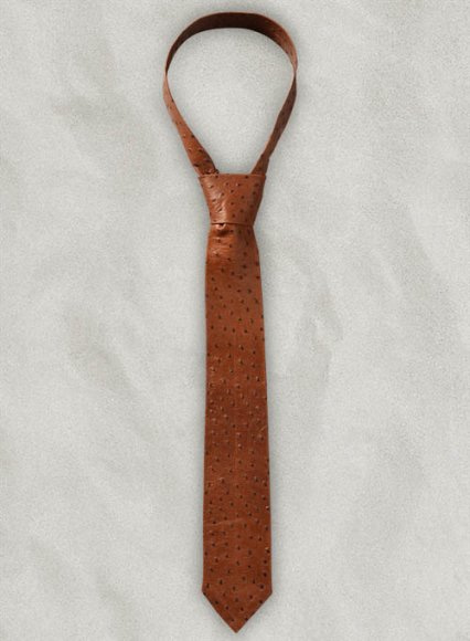 Brown Ostrich Leather Tie