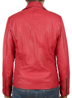 (image for) Soft Raspberry Red Oxley Leather Biker Jacket