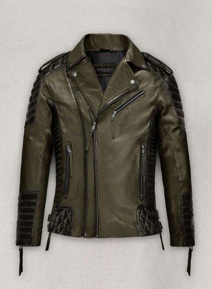 (image for) Charles Burnt Olive Leather Jacket