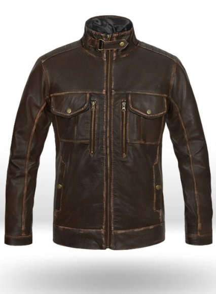 (image for) Tribal Rubbed Brown Leather Jacket