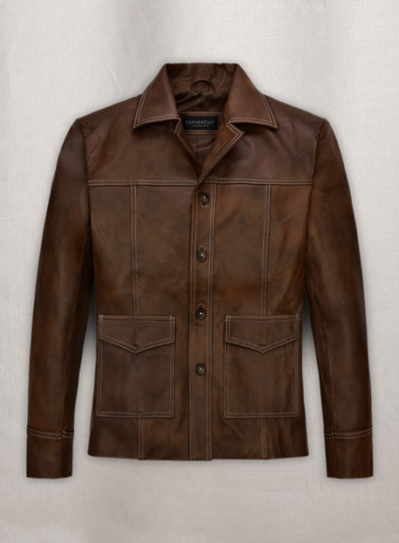 (image for) Spanish Brown Brad Pitt Fight Club Leather Jacket