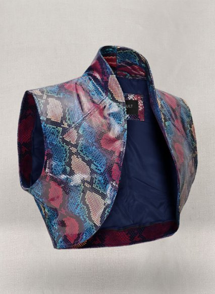 (image for) Bold Blue Python Bolero Leather Jacket # 2