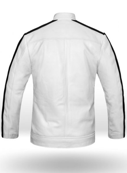 (image for) White Leather Jacket Sportsman Stripe