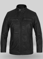 (image for) Distressed Black Leather Jacket # 616