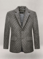 (image for) Vintage Dirty Gray Bocelli Quilted Leather Blazer