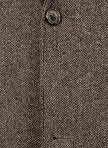 (image for) Vintage Dark Brown Herringbone Tweed Leather Combo Blazer # 652