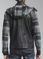 (image for) Hooded Tweed Leather Combo Jacket # 629