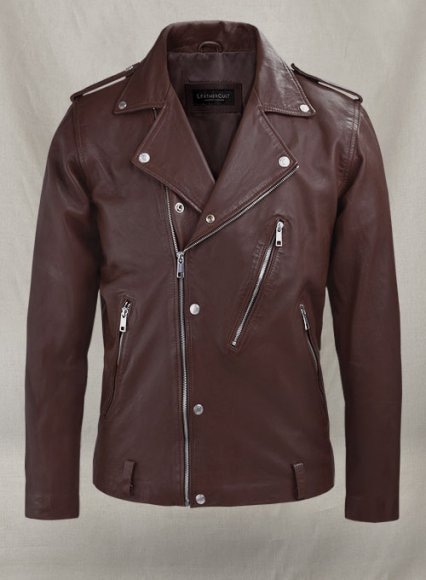 Beast Burgundy Biker Leather Jacket