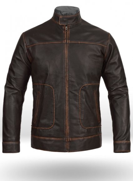 (image for) Reggie Rubbed Dark Brown Leather Jacket