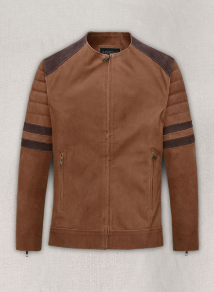 (image for) Light Vintage Tan Hide Leather Fighter T-Shirt Jacket