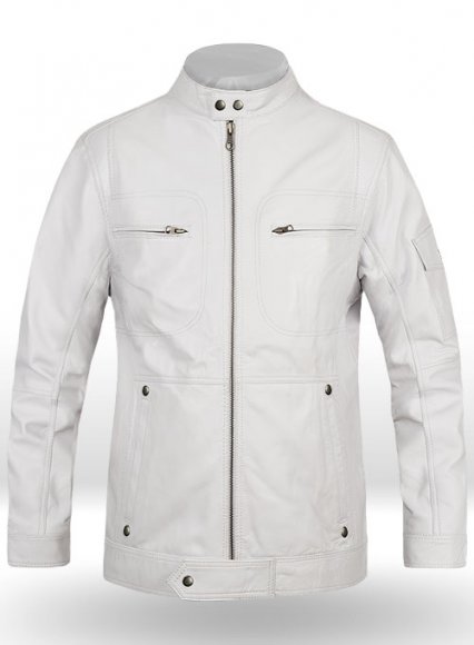 White Leather Jacket # 658