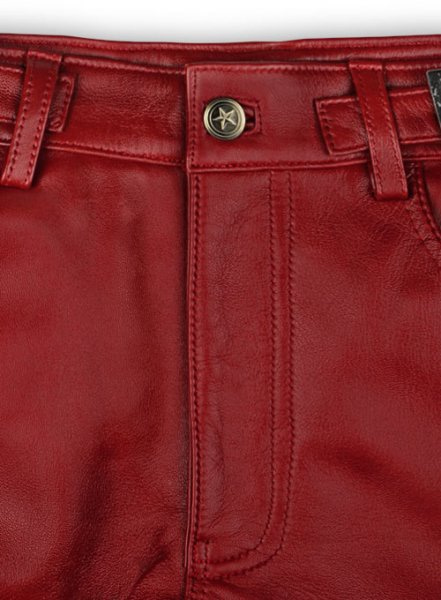 (image for) Cherry Red Electric Zipper Mono Leather Pants