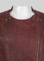 (image for) Dark Vintage Red Leather Jacket # 645