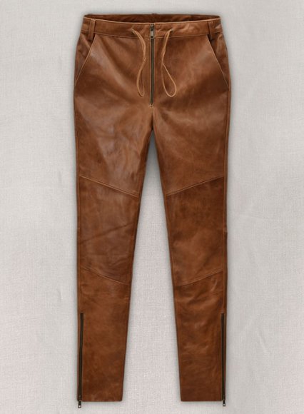 Cognac Ricky Martin Leather Pants