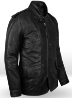 (image for) Distressed Black Leather Jacket # 106